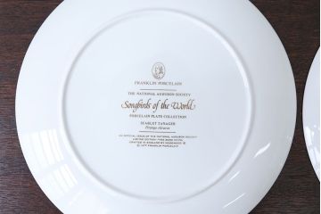 アンティーク雑貨　Franklin Pocelain(フランクリン・ポーセリン)世界の鳴き鳥シリーズ　飾皿12枚セット(1枚あたり定価17500円)