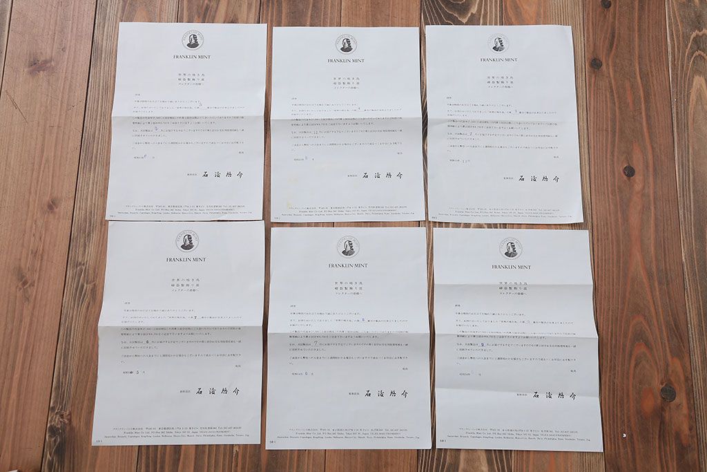 アンティーク雑貨　Franklin Pocelain(フランクリン・ポーセリン)世界の鳴き鳥シリーズ　飾皿12枚セット(1枚あたり定価17500円)