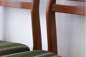 ヴィンテージ家具　北欧ビンテージ　チーク材のシンプルでおしゃれなダイニングチェア2脚セット