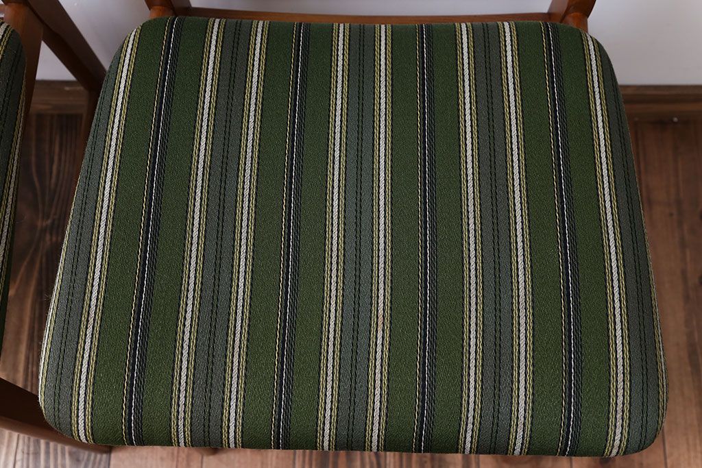 ヴィンテージ家具　北欧ビンテージ　チーク材のシンプルでおしゃれなダイニングチェア2脚セット