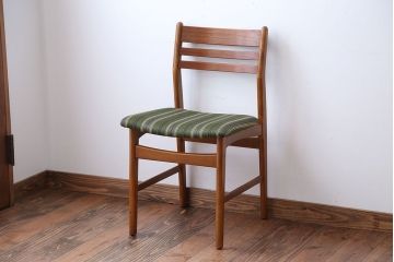 ヴィンテージ家具　北欧ビンテージ　チーク材のシンプルでおしゃれなダイニングチェア(2)