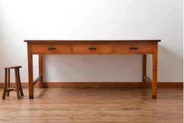アンティーク家具　引き出し3杯付き!大きな作業台(ダイニングテーブル)