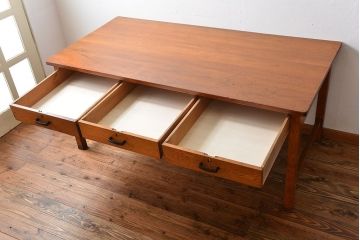 アンティーク家具　引き出し3杯付き!大きな作業台(ダイニングテーブル)