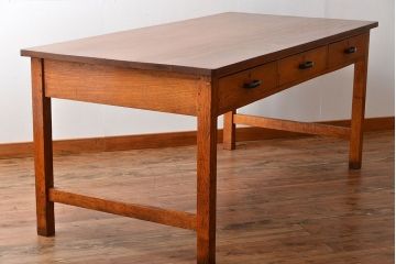 アンティーク家具　引き出し3杯付き!大きな作業台(ダイニングテーブル)