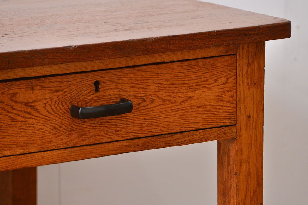 アンティーク家具　引き出し3杯付き!大きな作業台(ダイニングテーブル)