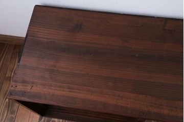 アンティーク家具　アンティーク　古い木のガラス引き戸飾り棚