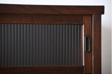 アンティーク家具　アンティーク　モールガラス入り!古い木製の縦型重ね収納棚