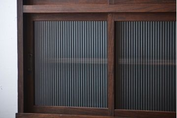 アンティーク家具　アンティーク　モールガラス入り!古い木製の縦型重ね収納棚