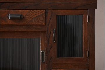 アンティーク家具　アンティーク　モールガラス入り!古い木製の縦型重ね収納棚