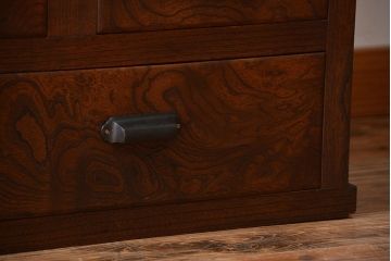 アンティーク家具　アンティーク　モールガラス入り!古い木製の縦型重ね収納棚