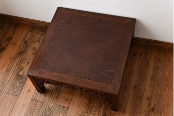 アンティーク家具　時代唐物　龍の装飾が美しい重厚な紫檀材座卓