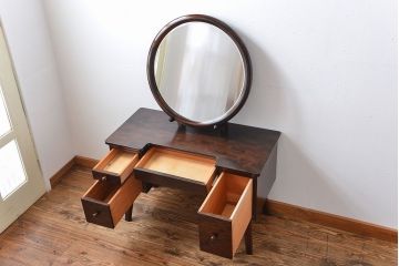 中古　松本民芸家具　丸型一面鏡のドレッサー(定価約30万円)