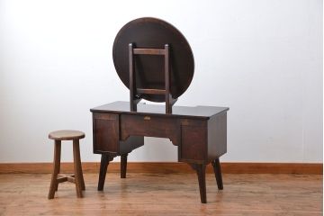 中古　松本民芸家具　丸型一面鏡のドレッサー(定価約30万円)