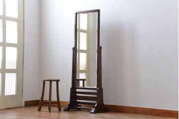 中古　北海道民芸家具　姿見(縦型鏡)