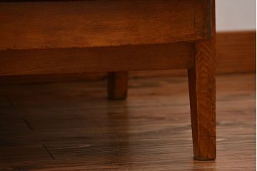 レトロ家具　昭和レトロ　古いナラ材!和製アンティークの3人掛けソファ