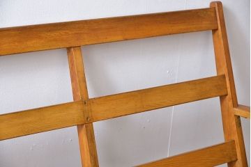 レトロ家具　昭和レトロ　古いナラ材!和製アンティークの3人掛けソファ