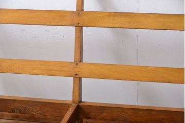 レトロ家具　昭和レトロ　古いナラ材!和製アンティークの3人掛けソファ