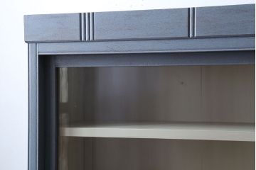 アンティーク家具　アンティークペイント　大きな重ねガラス戸収納棚