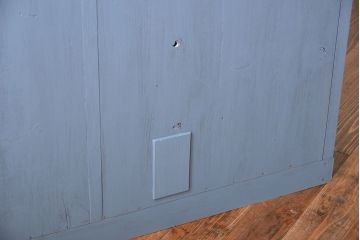 アンティーク家具　アンティークペイント　大きな重ねガラス戸収納棚