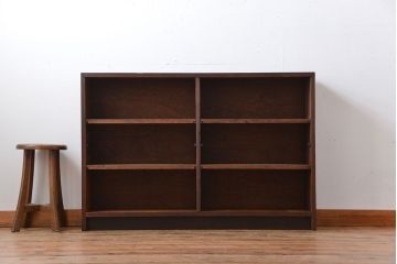 アンティーク家具　アンティーク　古い木製のシンプルな薄型本棚(1)