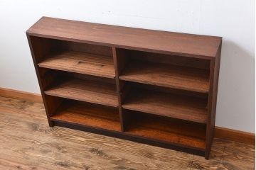 アンティーク家具　アンティーク　古い木製のシンプルな薄型本棚(1)