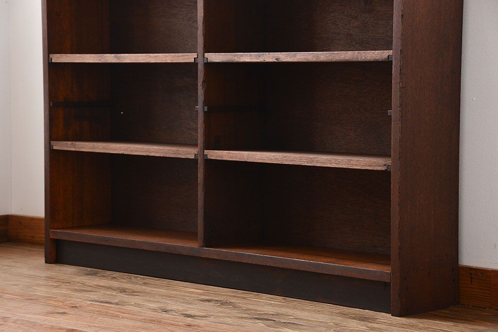 アンティーク家具　アンティーク　古い木製のシンプルな薄型本棚(1)