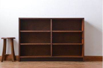 アンティーク家具　アンティーク　古い木製のシンプルな薄型本棚(2)