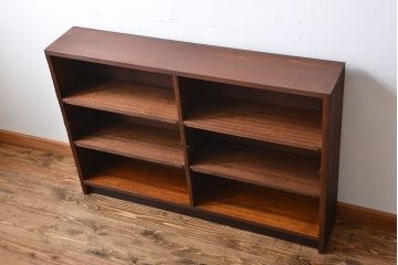 アンティーク家具　アンティーク　古い木製のシンプルな薄型本棚(2)