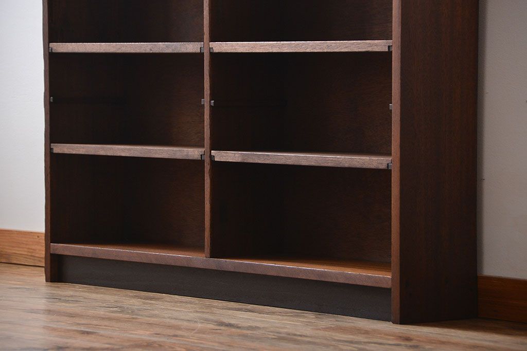 アンティーク家具　アンティーク　古い木製のシンプルな薄型本棚(2)