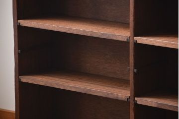 アンティーク家具　アンティーク　古い木製のシンプルな薄型本棚(2)