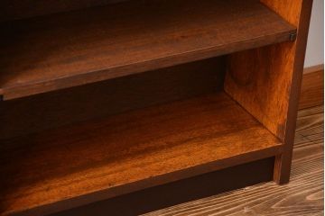 アンティーク家具　アンティーク　古い木製のシンプルな薄型本棚(2)