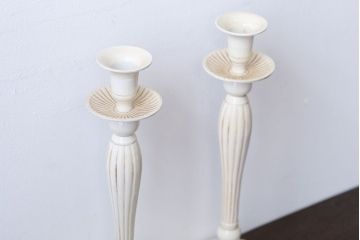 アンティーク雑貨　アンティーク調　イギリス輸入品　背の高いおしゃれなキャンドルスタンドペアセット