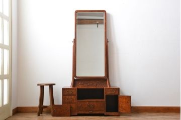アンティーク雑貨　古民具・骨董　欅材玉杢!上質な作りの高級鏡台(ドレッサー)