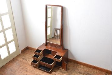 アンティーク雑貨　古民具・骨董　欅材玉杢!上質な作りの高級鏡台(ドレッサー)