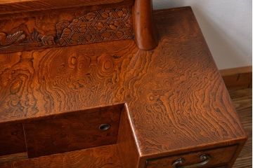 アンティーク雑貨　古民具・骨董　欅材玉杢!上質な作りの高級鏡台(ドレッサー)