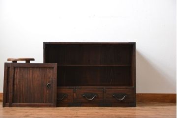 アンティーク家具　アンティーク　桐材!金具が立派な時代箪笥ローボード(1、桐箪笥、桐たんす)