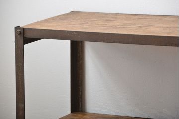 レトロ家具　昭和レトロ　古材と古いアイアンのアンティークキャスターワゴン