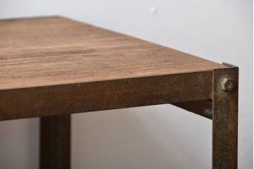レトロ家具　昭和レトロ　古材と古いアイアンのアンティークキャスターワゴン