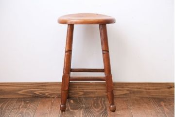 レトロ家具　昭和レトロ　飴色のかわいいアンティーク丸スツール