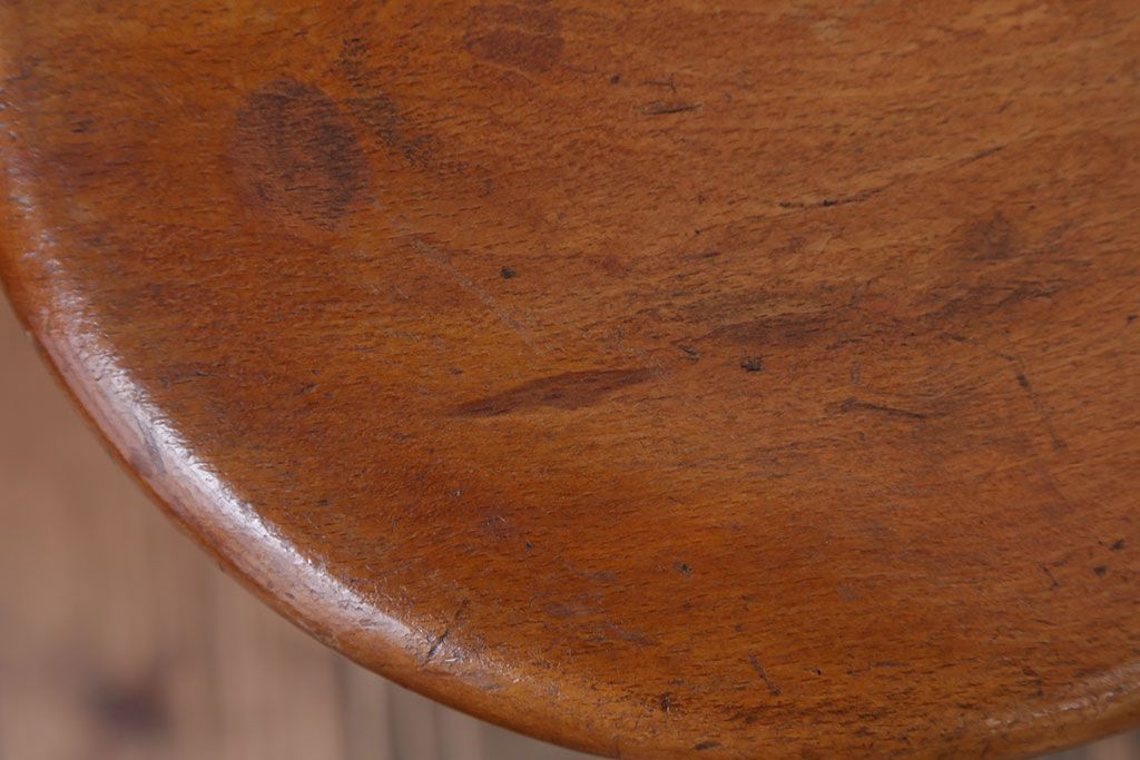 レトロ家具　昭和レトロ　飴色のかわいいアンティーク丸スツール