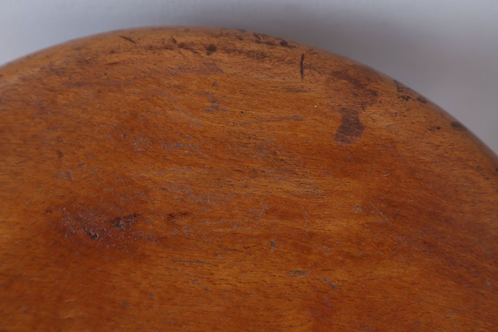 レトロ家具　昭和レトロ　飴色のかわいいアンティーク丸スツール