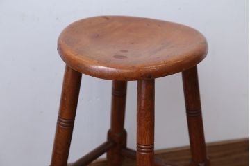 レトロ家具　昭和レトロ　飴色のかわいいアンティーク丸スツール