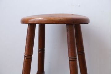 レトロ家具　昭和レトロ　飴色のかわいいアンティーク丸スツール
