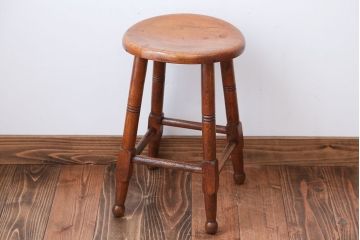 レトロ家具　昭和レトロ　飴色のかわいいアンティーク丸スツール