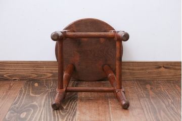 レトロ家具　昭和レトロ　飴色のかわいいアンティーク丸スツール
