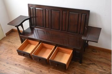 中古　松本民芸家具　美品!羽根付ベンチ(定価約56万円)