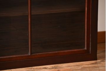 アンティーク家具　和製アンティーク　古い木製の引き戸付き大型重ね収納棚