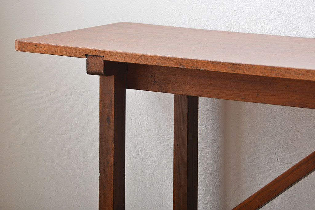 アンティーク家具　アンティーク　古い木製の薄型テーブル(カウンターテーブル・作業台)