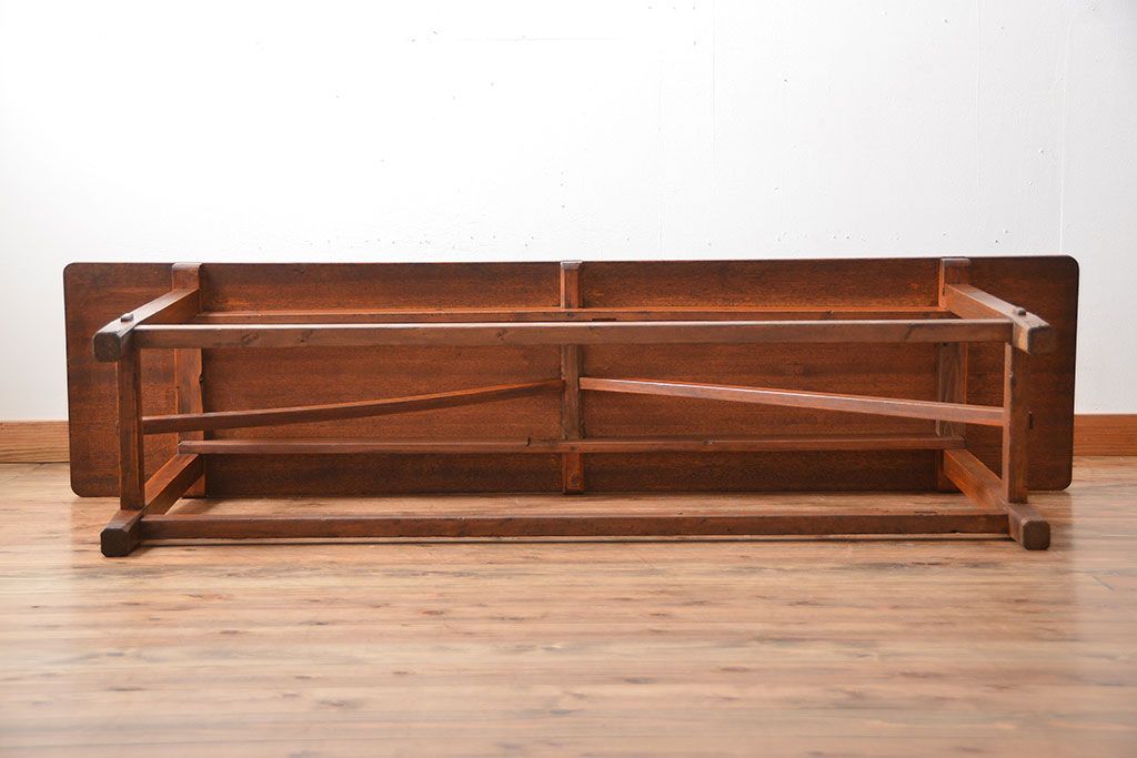 アンティーク家具　アンティーク　古い木製の薄型テーブル(カウンターテーブル・作業台)