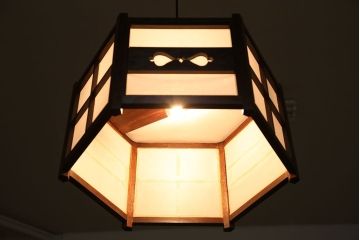 中古　松本民芸家具　B型六角アンドン天井照明